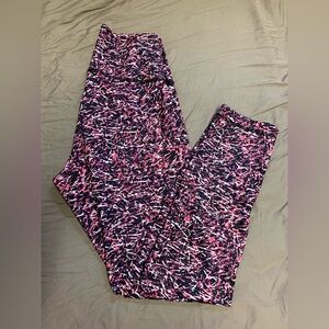 Lululemon Athletica Pink and Black Abstract wunder under Leggings